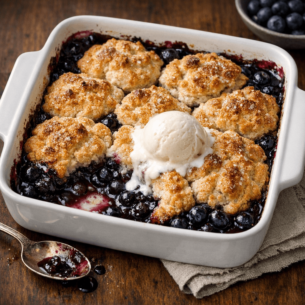 Blueberry Cobbler, Bubbling and Jammy