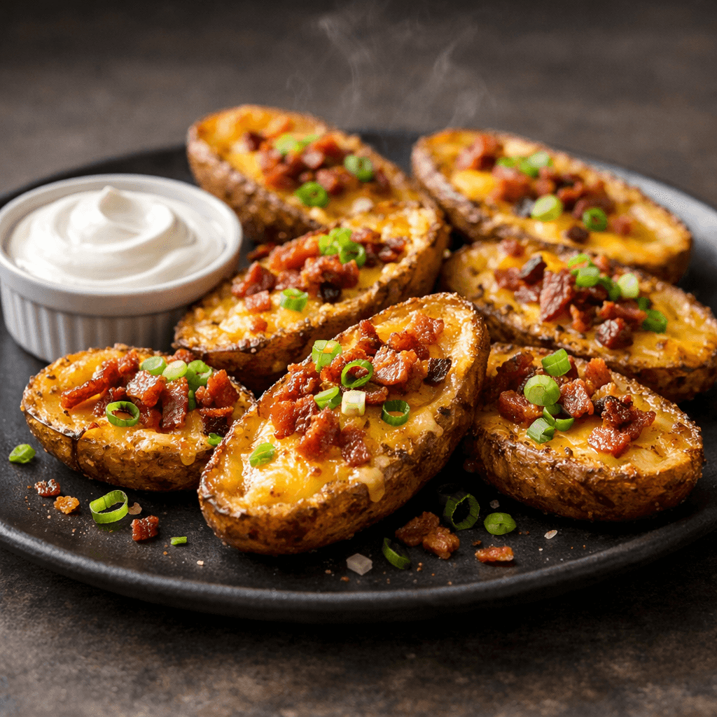 Loaded Potato Skins with Bacon and Cheddar