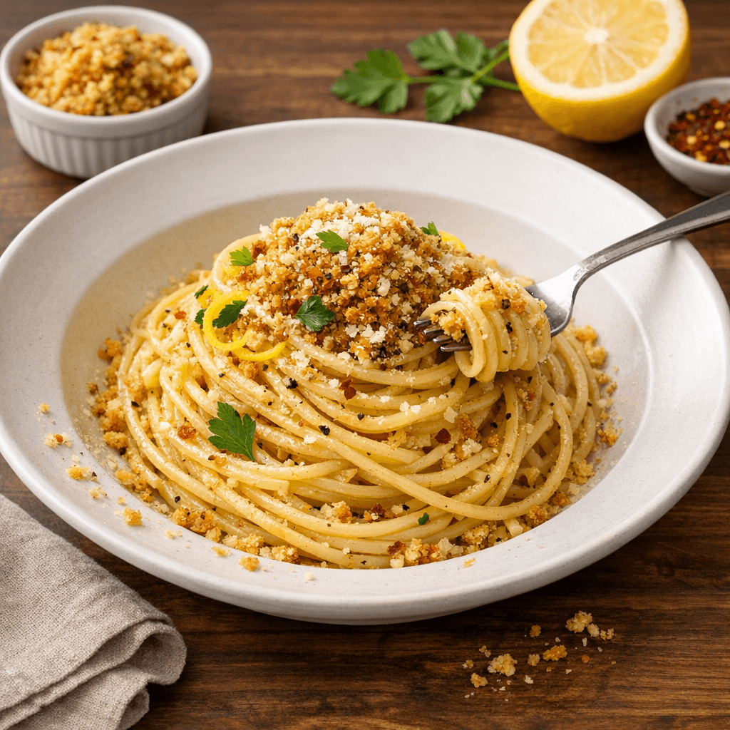 Pantry Pasta with Garlic and Breadcrumbs