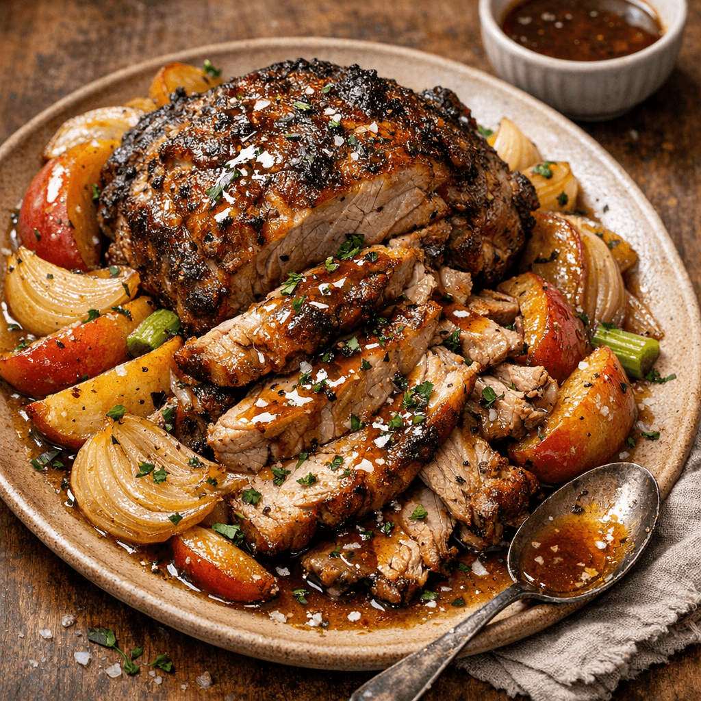 Herb-Roasted Pork Shoulder with Apples